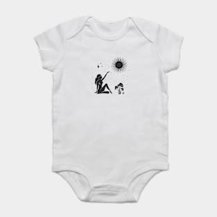 Sitting Mushroom Sun Goddess Baby Bodysuit